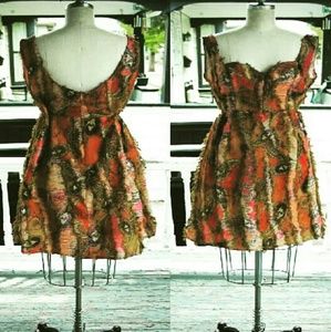 Paisleyburnt orange rag dress